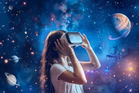 child in space through vr