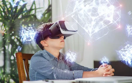 boy exploring VR
