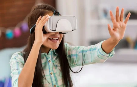 girl enjoying VR