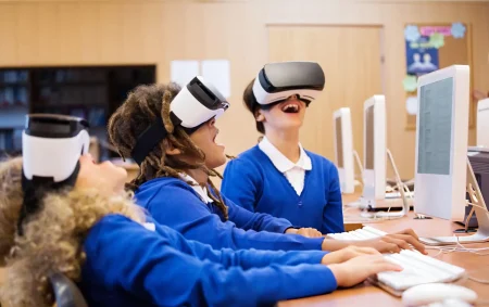 mixed race kids with VR